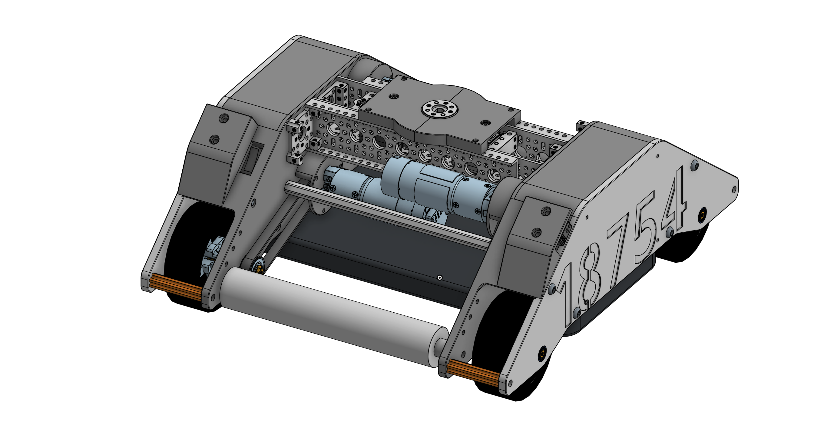 Chassis-only CAD render with motor stacking geometry